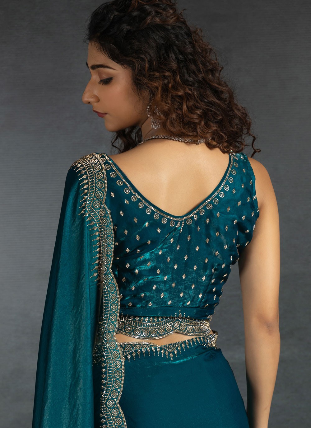 Border Work Satin Silk Morpeach Classic Saree S14978