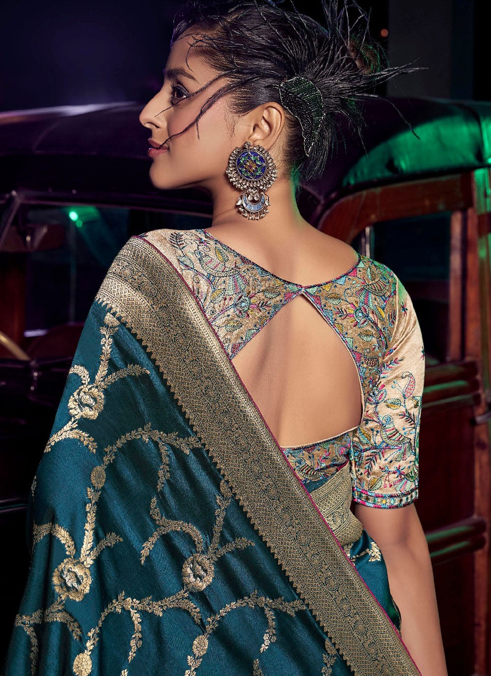 Morpeach Pure Silk Classic Saree Weaving Zari S19043