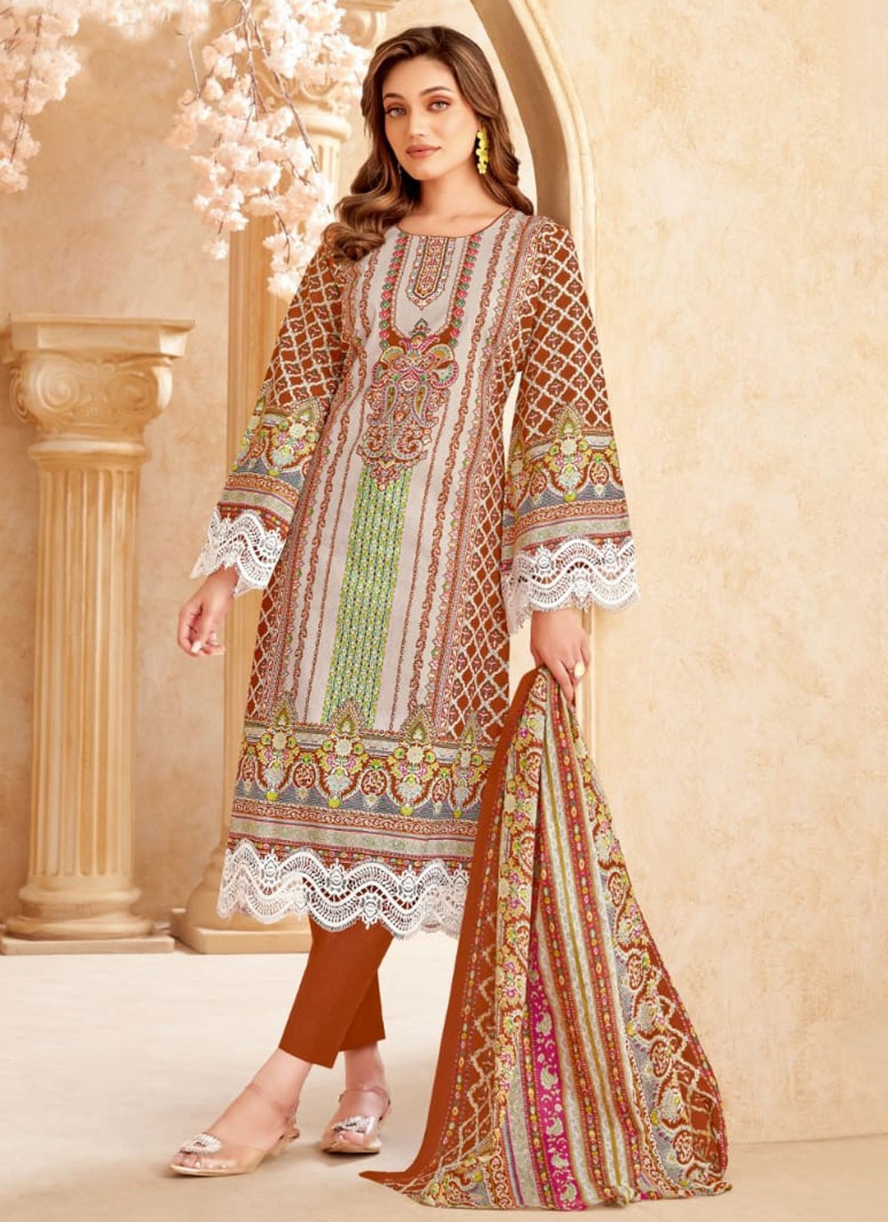 Salwar Suit Printed Multi Colour Cotton T5293