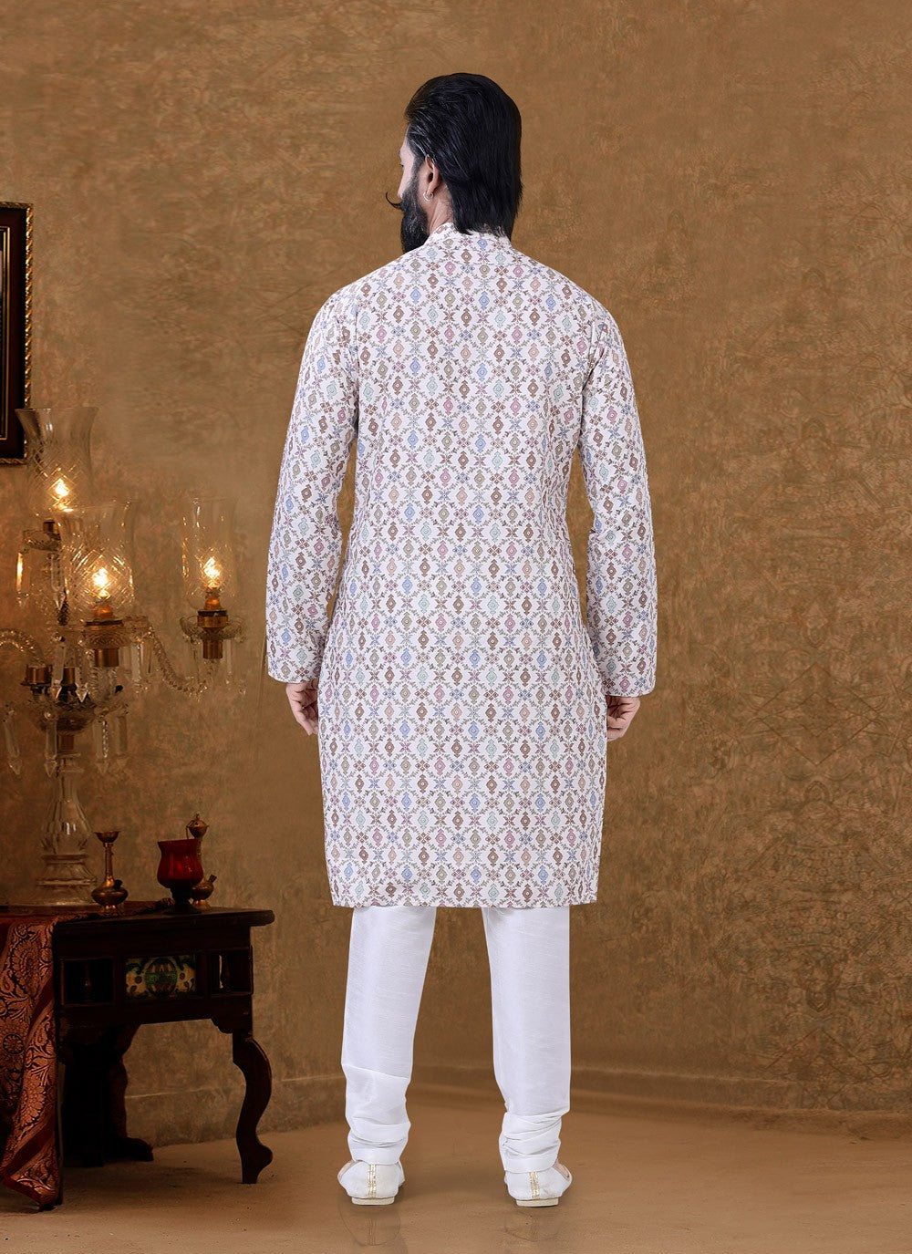 Digital Print Cotton Multi Colour Kurta Pyjama - M3960
