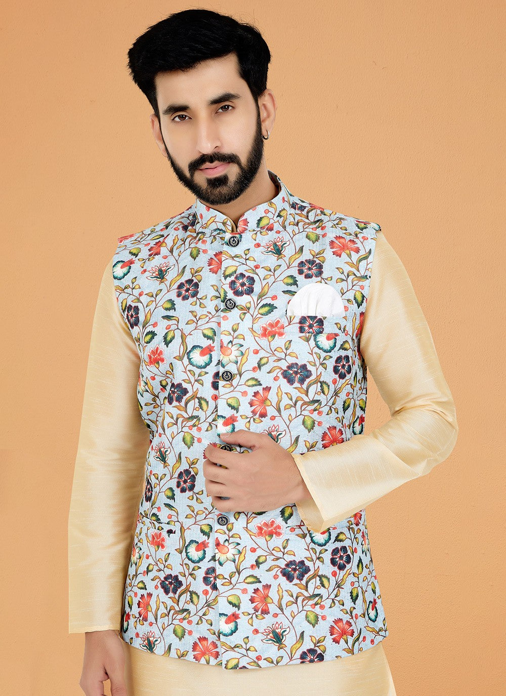 Digital Print Polyester Multi Colour Nehru Jackets - M7414