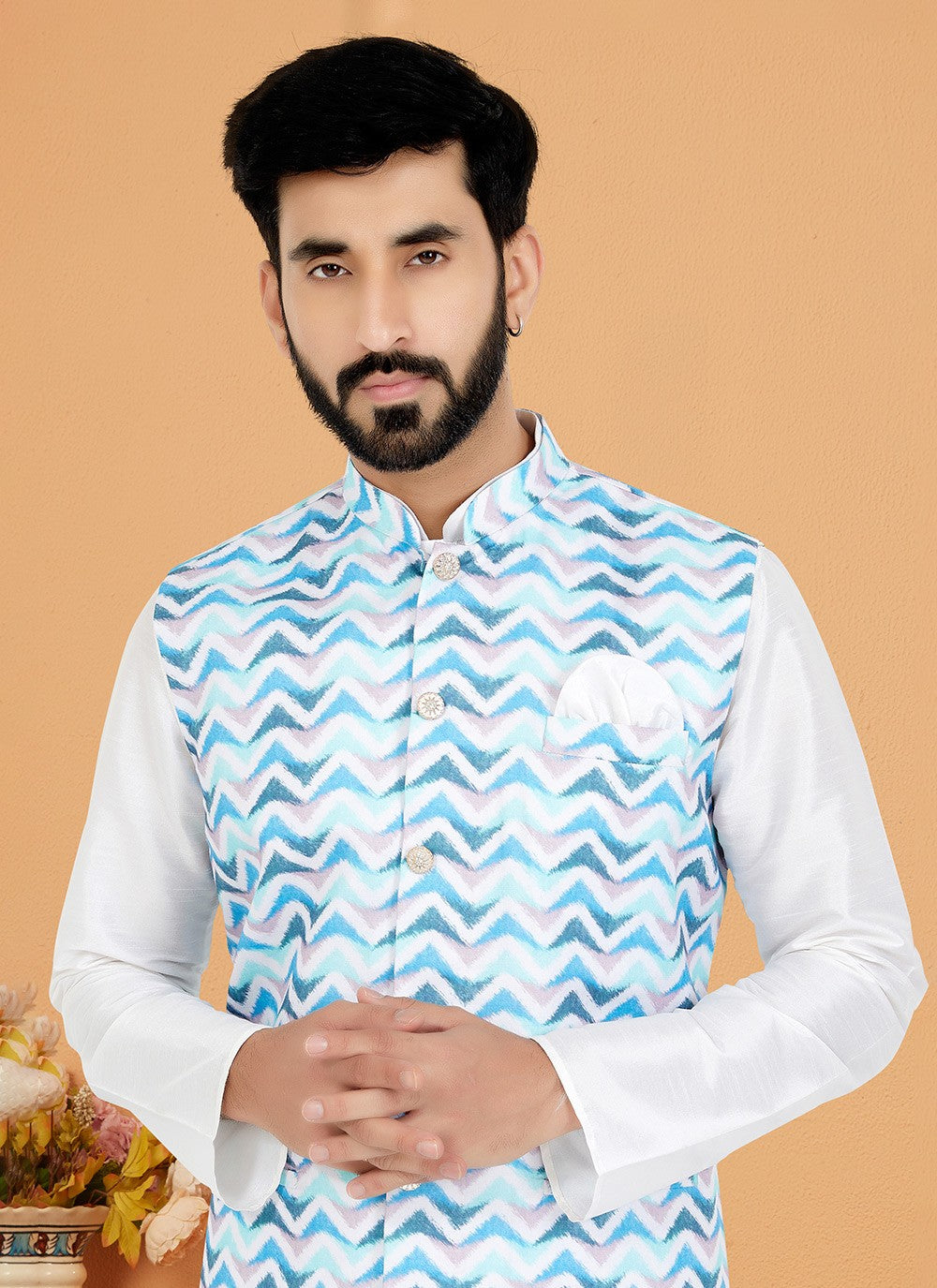Digital Print Cotton Multi Colour Nehru Jackets - M7397