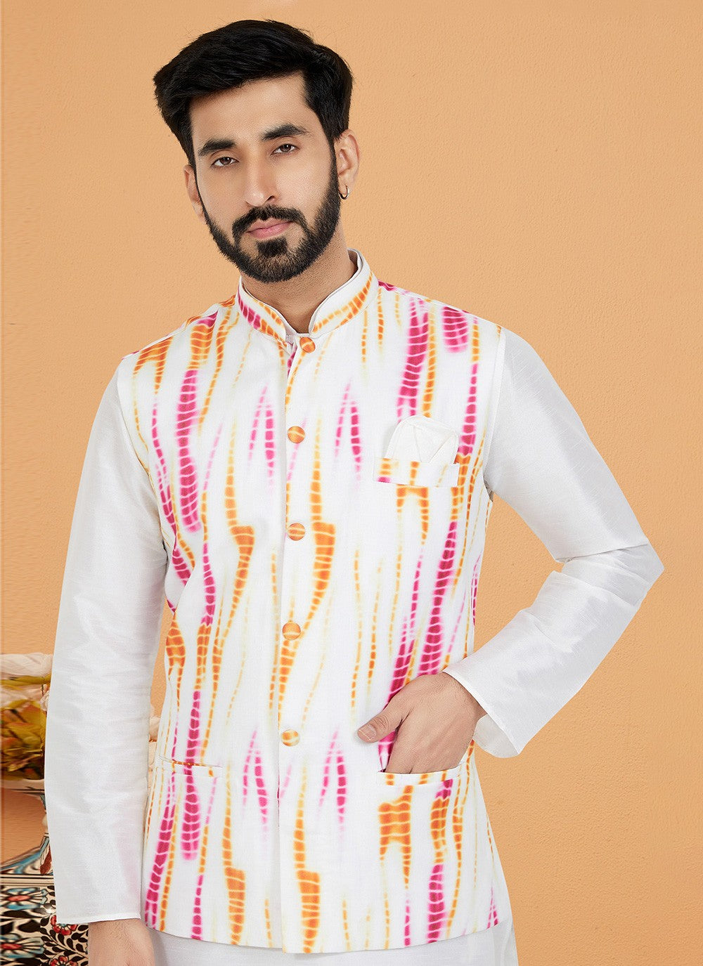 Digital Print Cotton Multi Colour Nehru Jackets - M7401