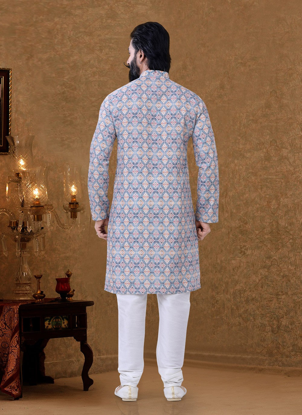 Digital Print Cotton Multi Colour Kurta Pyjama - M3964