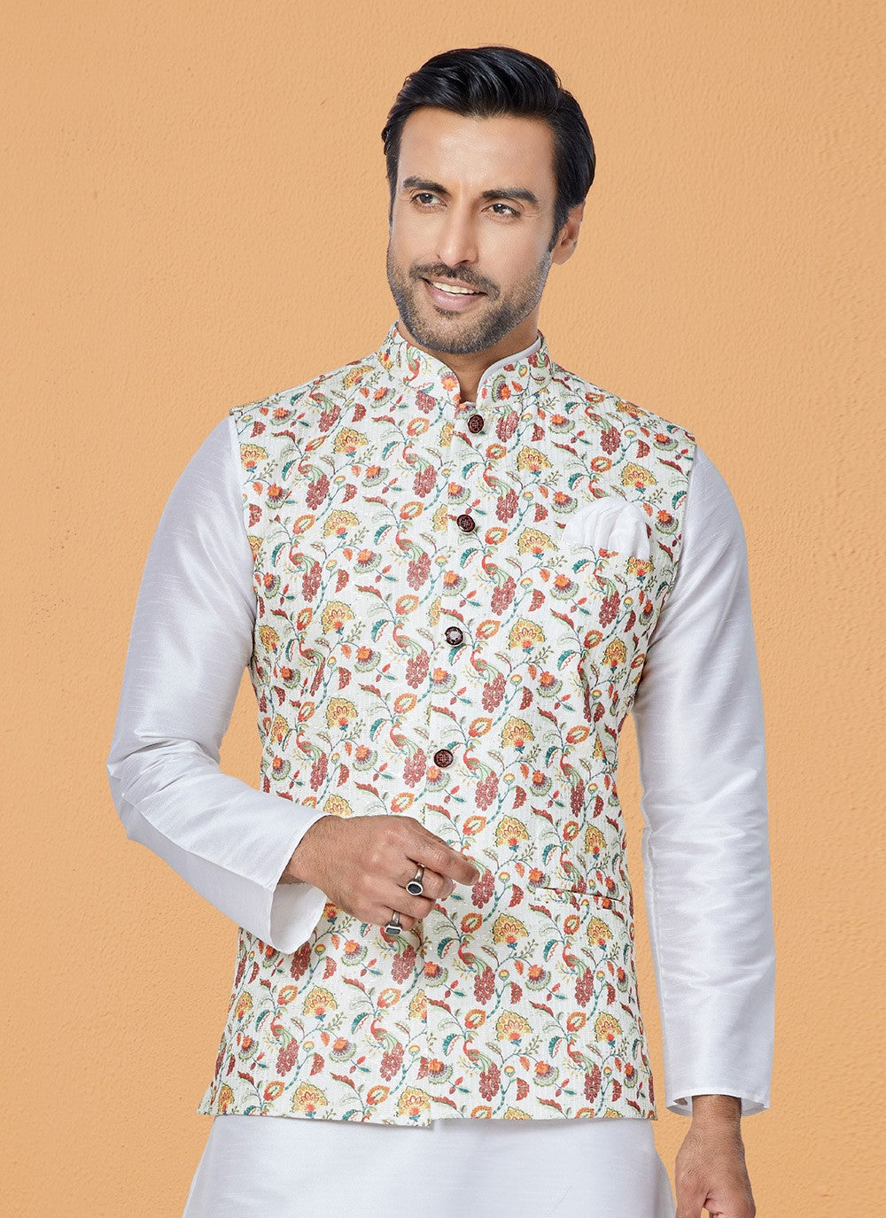 Embroidered Polyester Multi Colour Nehru Jackets - M7409