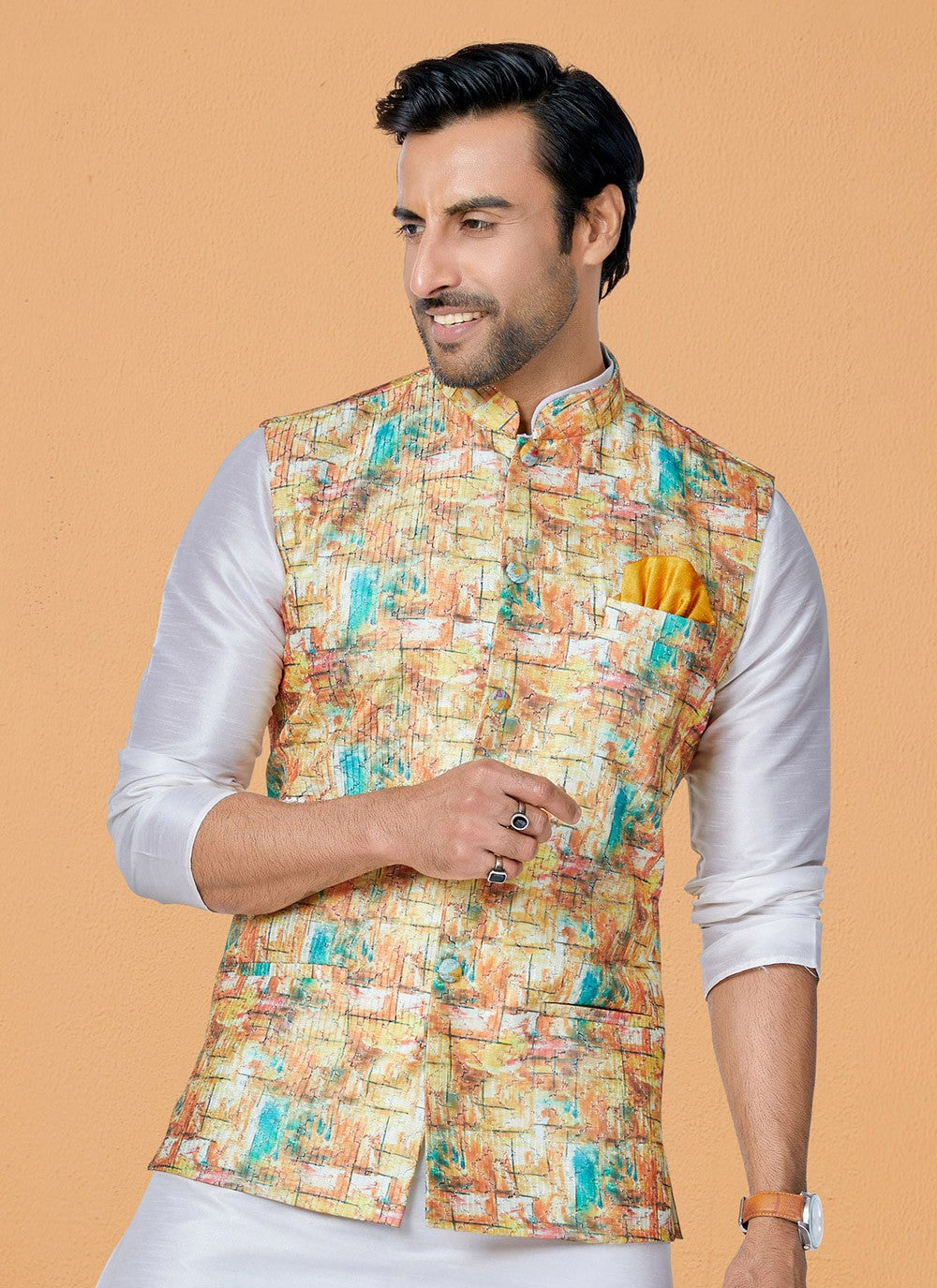 Embroidered Polyester Multi Colour Nehru Jackets - M7423