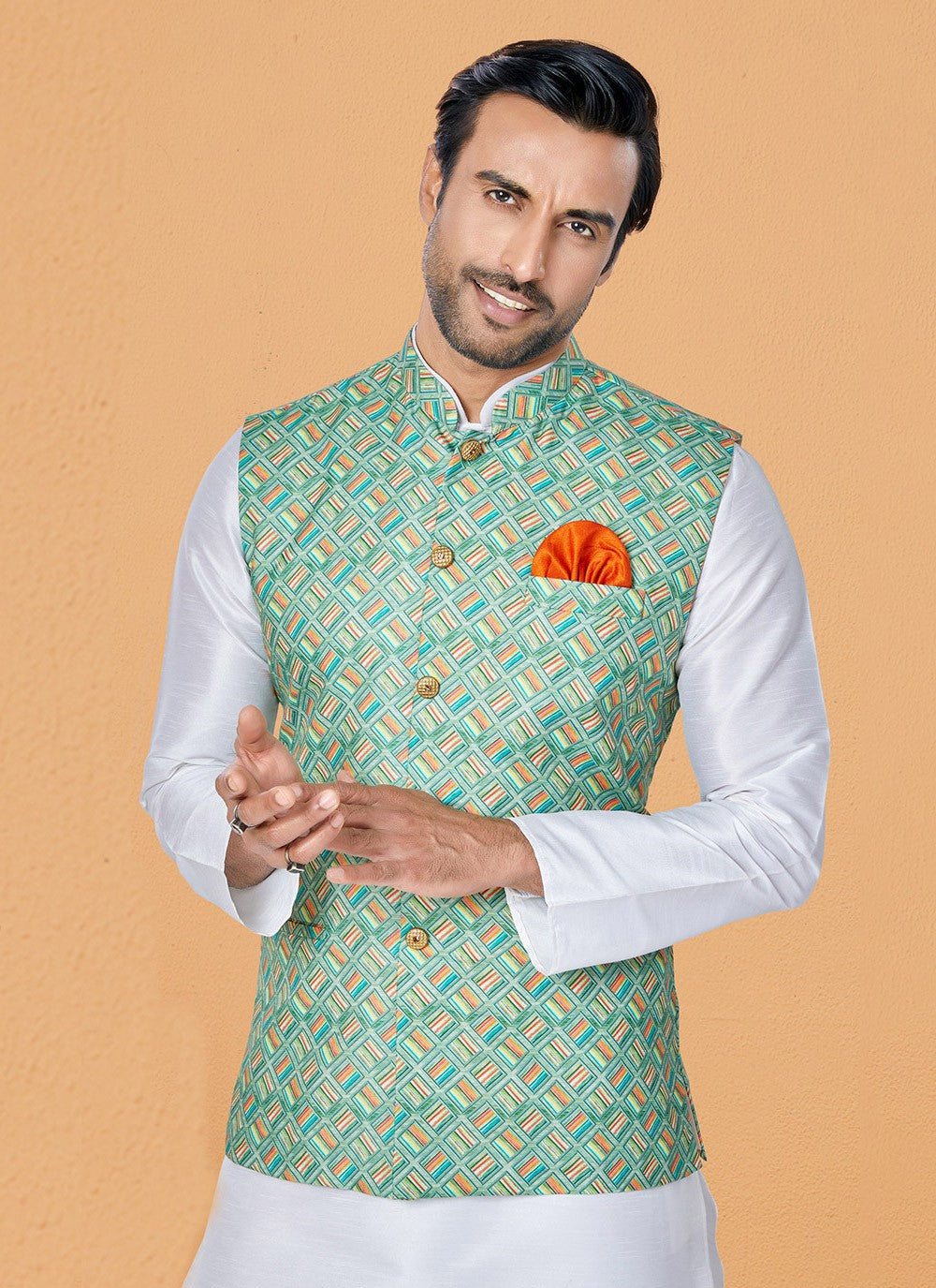 Digital Print Cotton Multi Colour Nehru Jackets - M7399