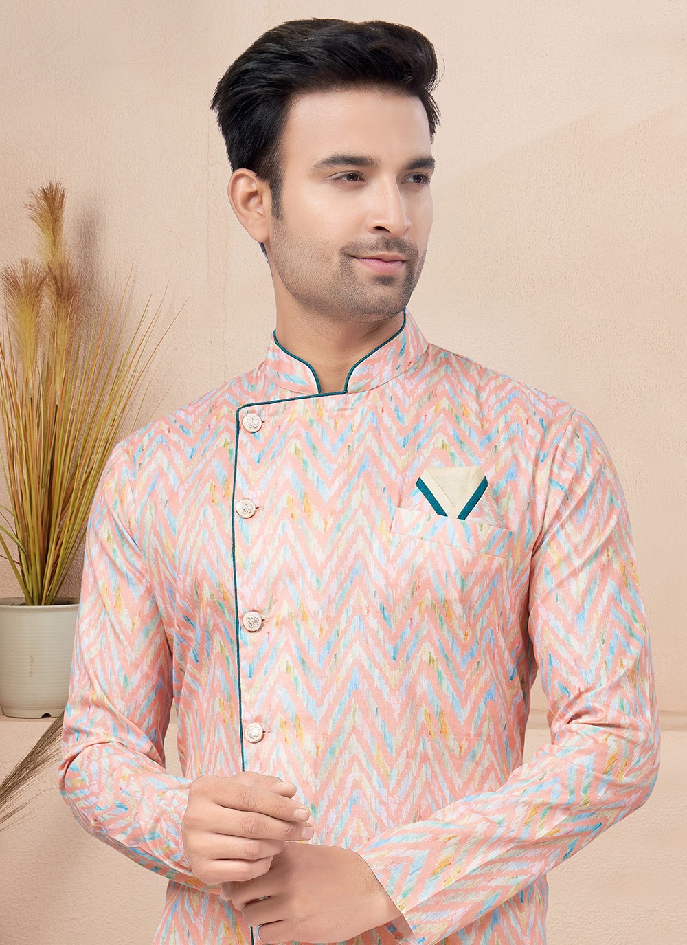 Fancy Work Cotton Multi Colour Indo Western - M6214