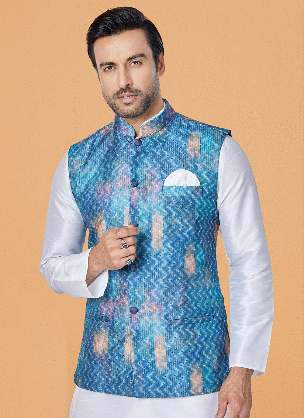 Embroidered Polyester Multi Colour Nehru Jackets - M7408