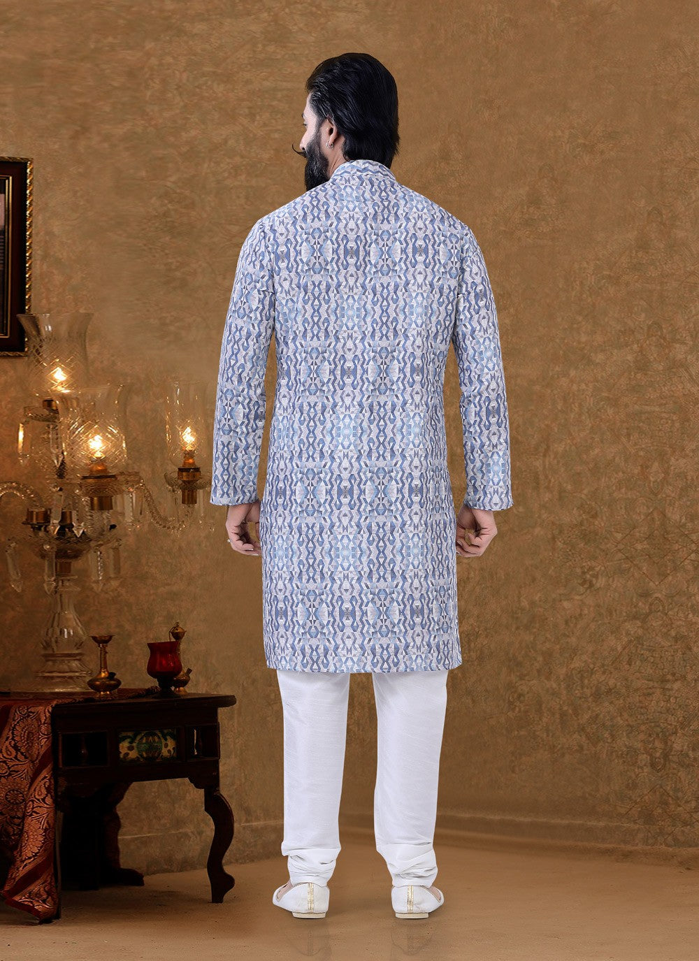 Digital Print Cotton Multi Colour Kurta Pyjama - M3967