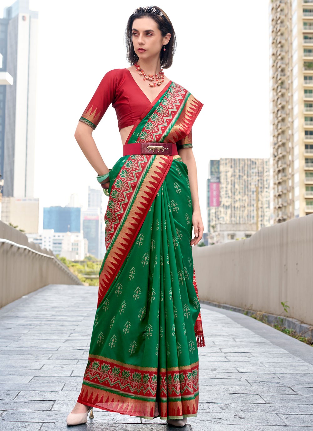Weaving Zari Silk Multi Colour Casual Saree S15222