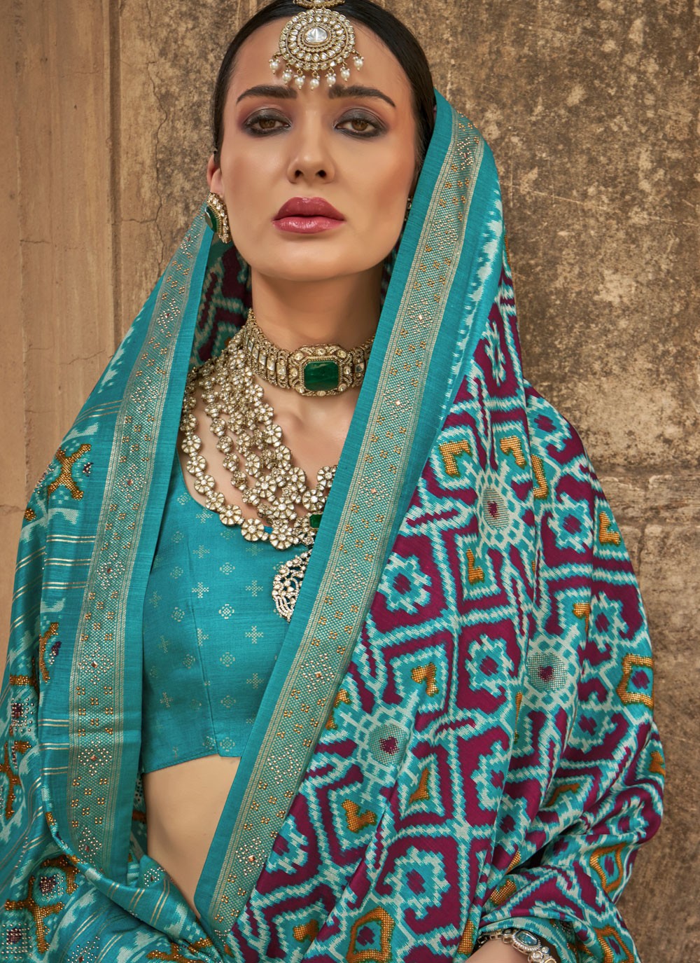 Multi Colour Patola Silk Classic Saree Patola Print S20275