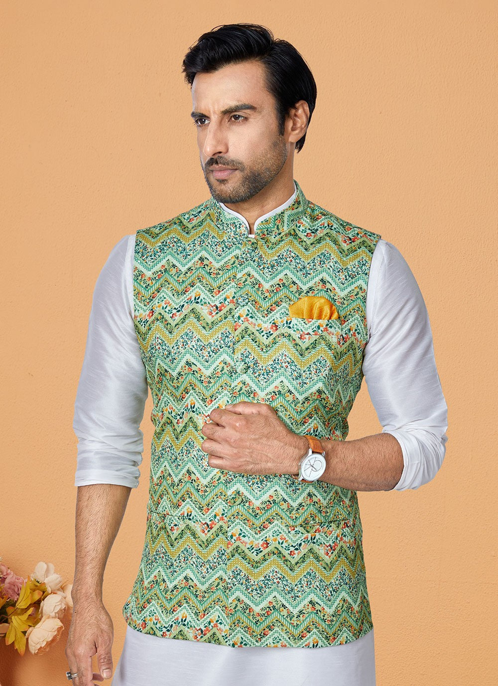 Embroidered Polyester Multi Colour Nehru Jackets - M7418