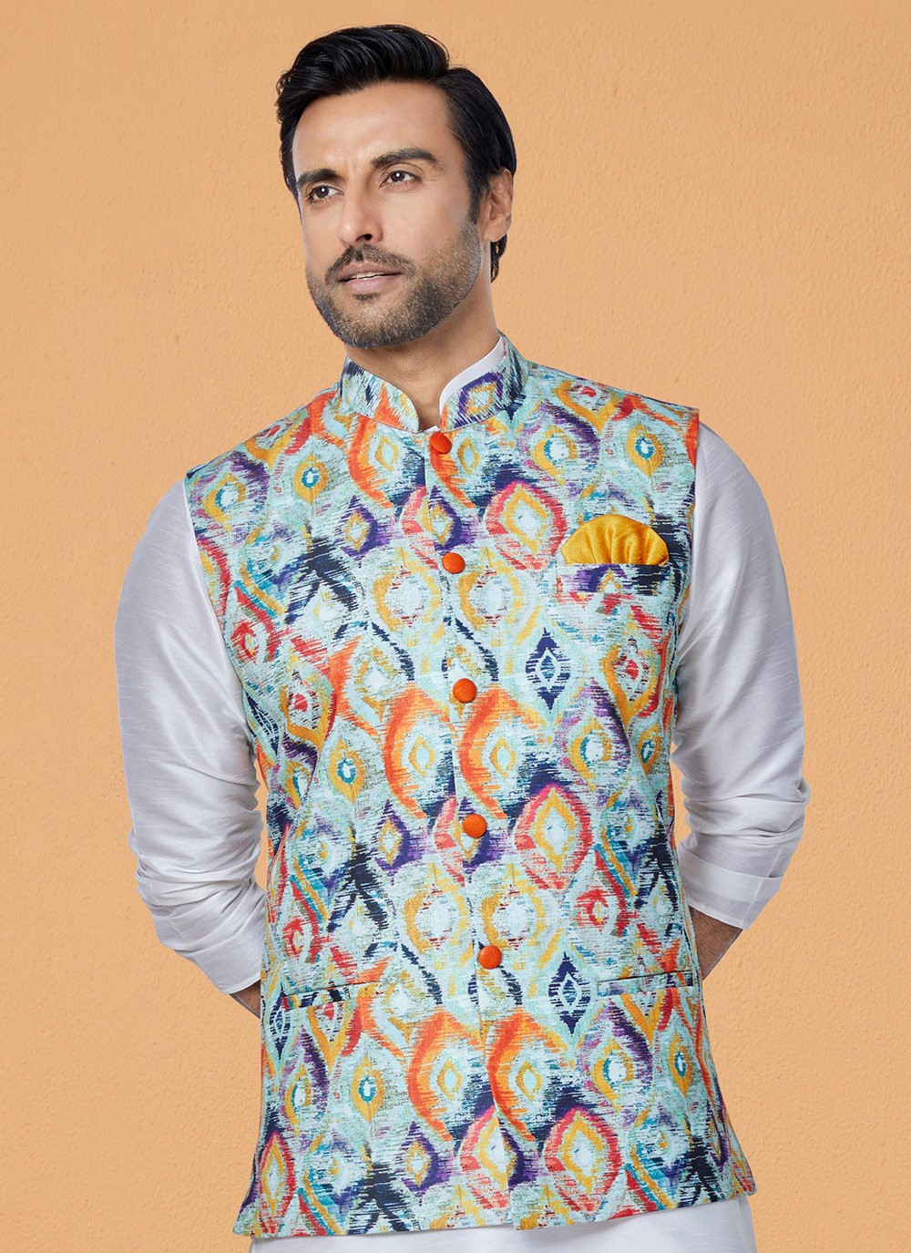 Embroidered Polyester Multi Colour Nehru Jackets - M7421