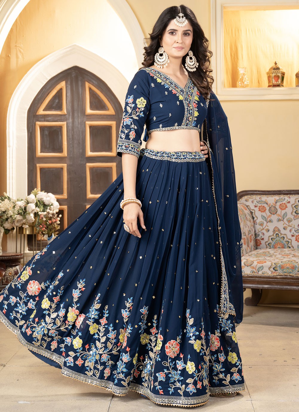 A - Line Lehenga Cord Faux Georgette - L9141A