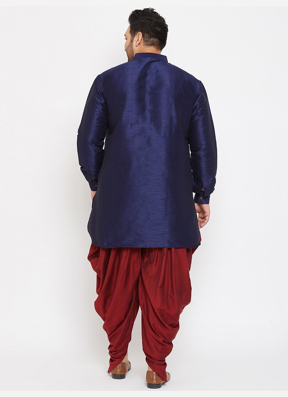 Plain Dupion Silk Navy Blue Dhoti Kurta - M2642
