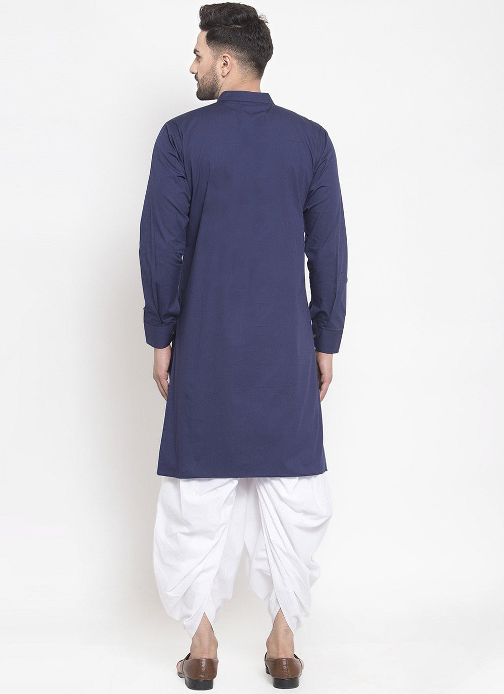 Embroidered Blended Cotton Navy Blue Dhoti Kurta - M6179
