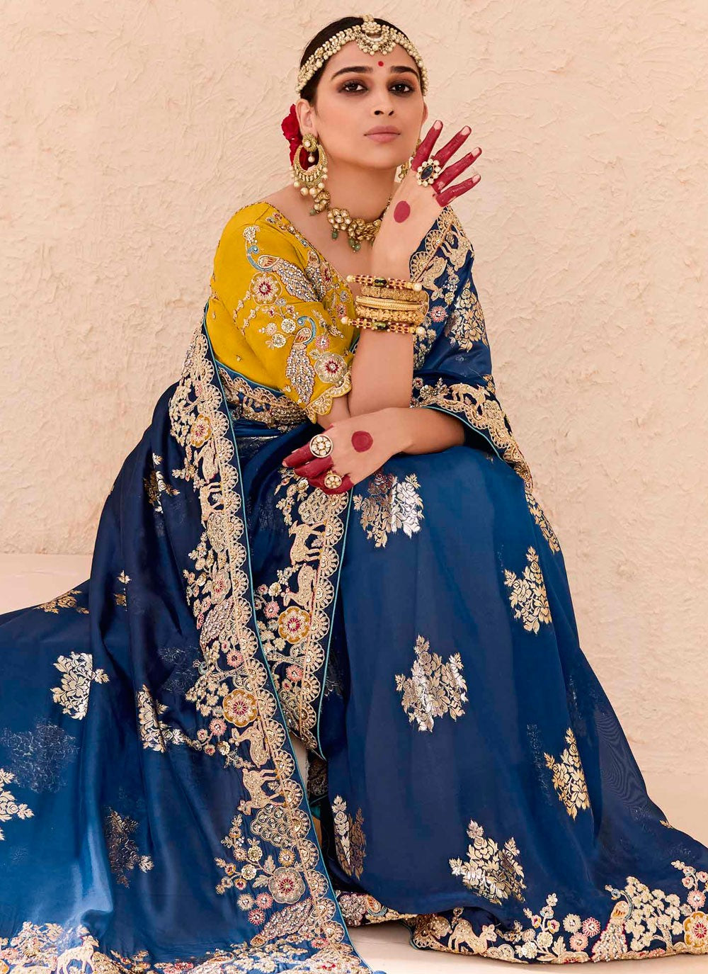 Trendy Saree Embroidered Navy Blue Silk Saree S13657