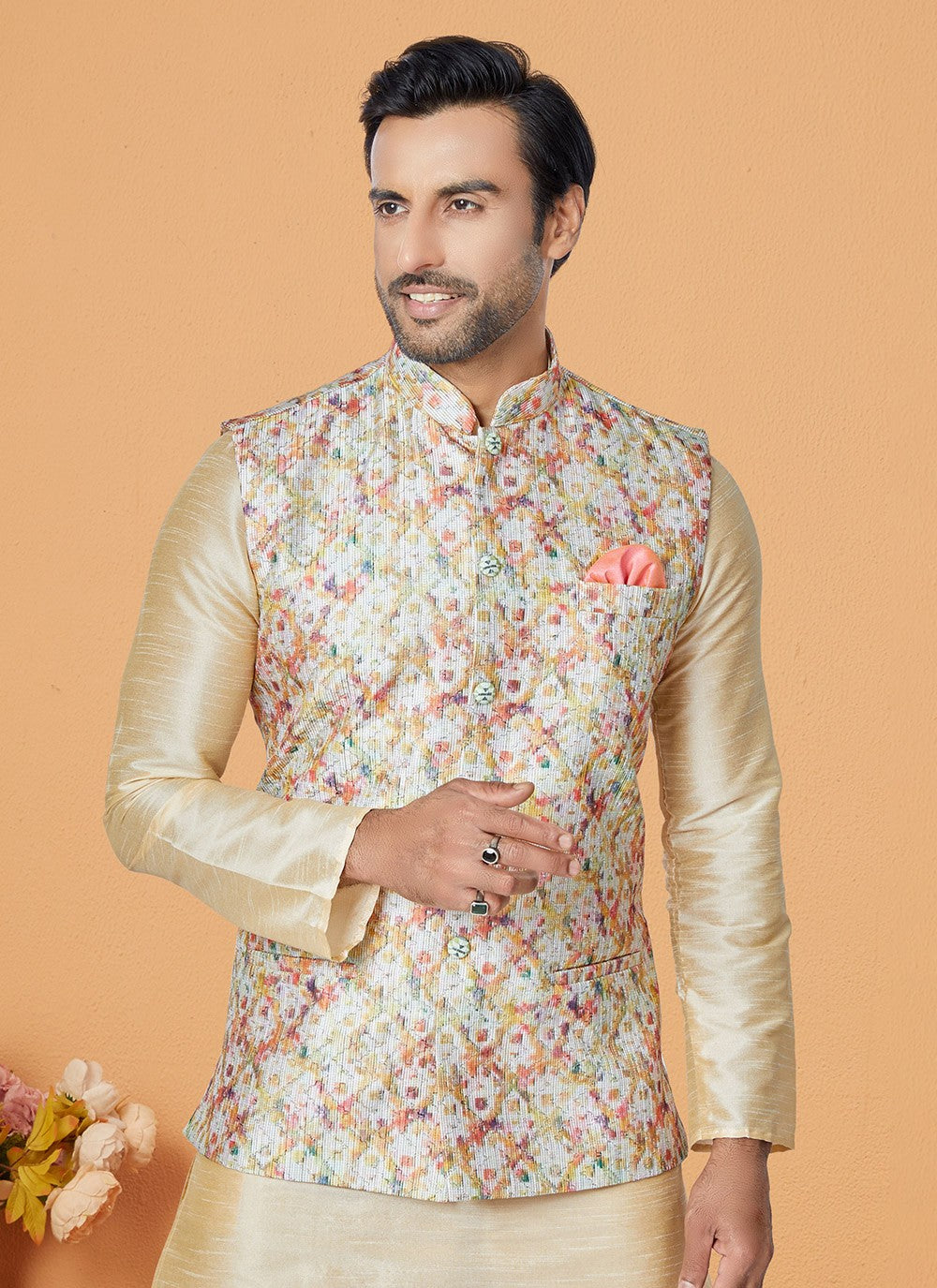 Digital Print Polyester Multi Colour Nehru Jackets - M7415