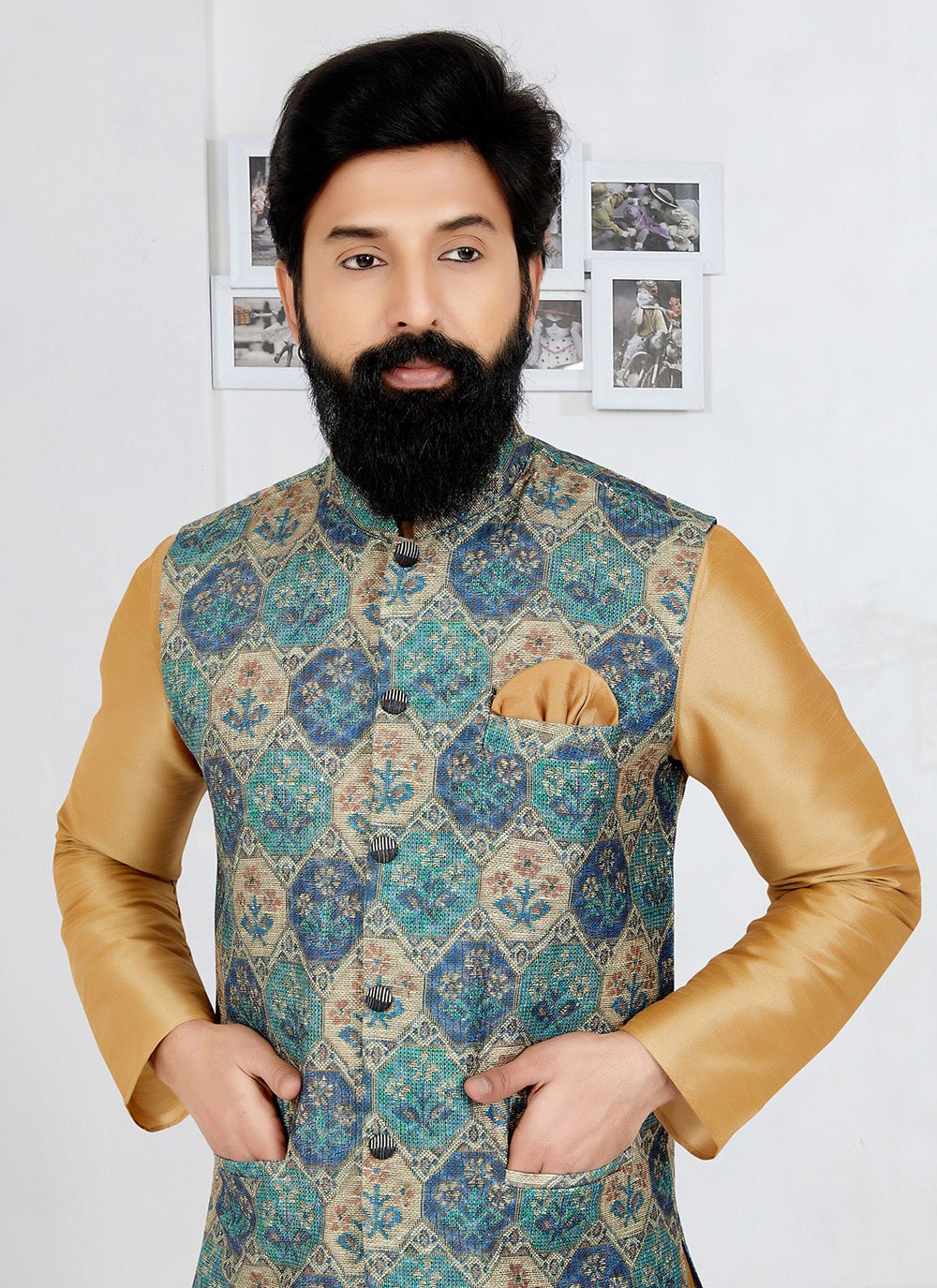 Digital Print Polyester Multi Colour Nehru Jackets - M7417