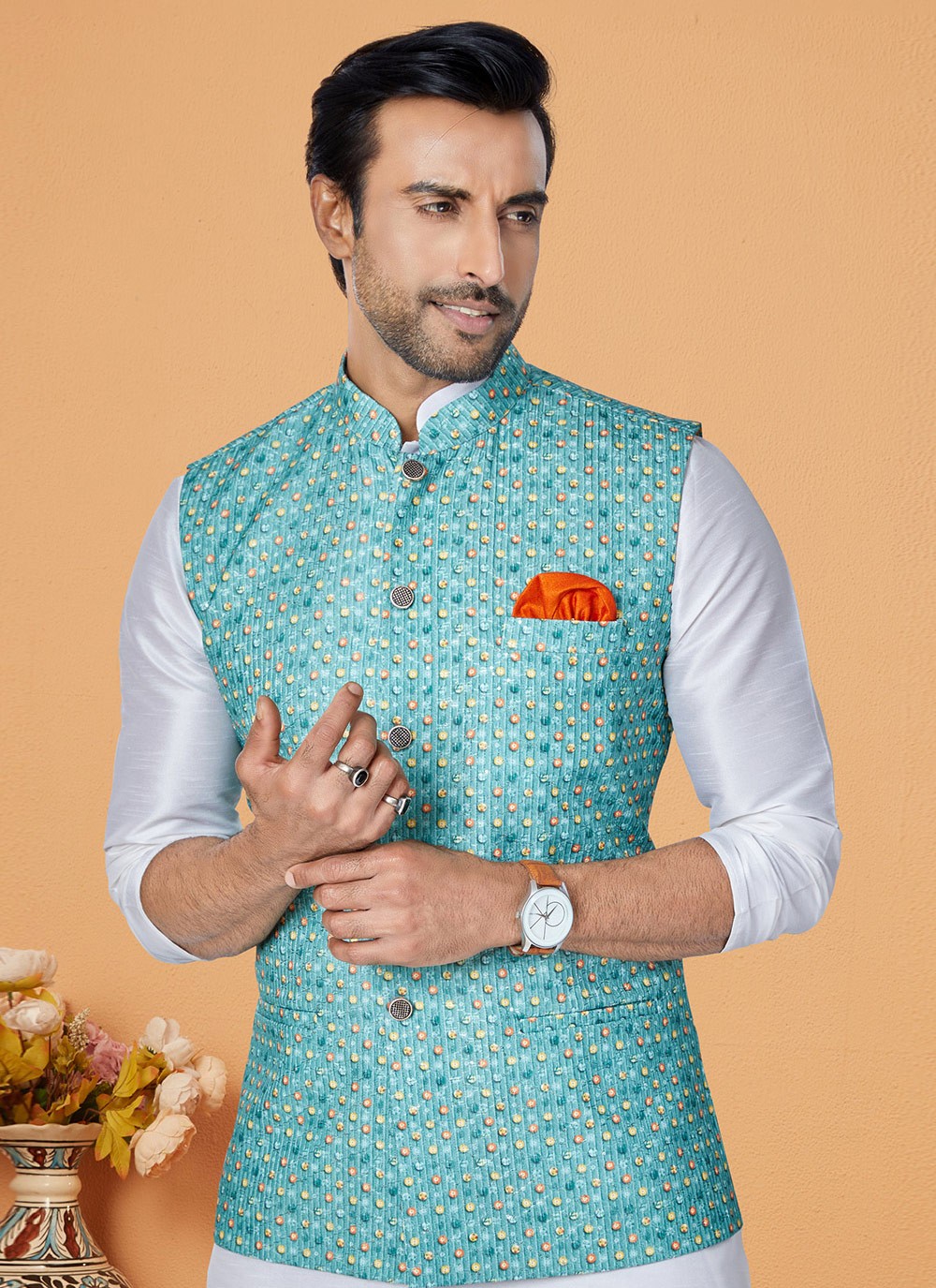 Embroidered Polyester Rama Nehru Jackets - M7420