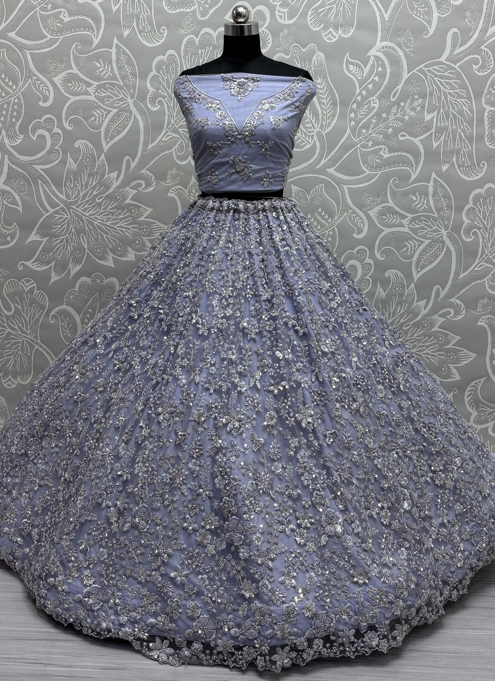 Net Engagement, Mehandi & Sangeet, Reception A - Line Lehenga L3618