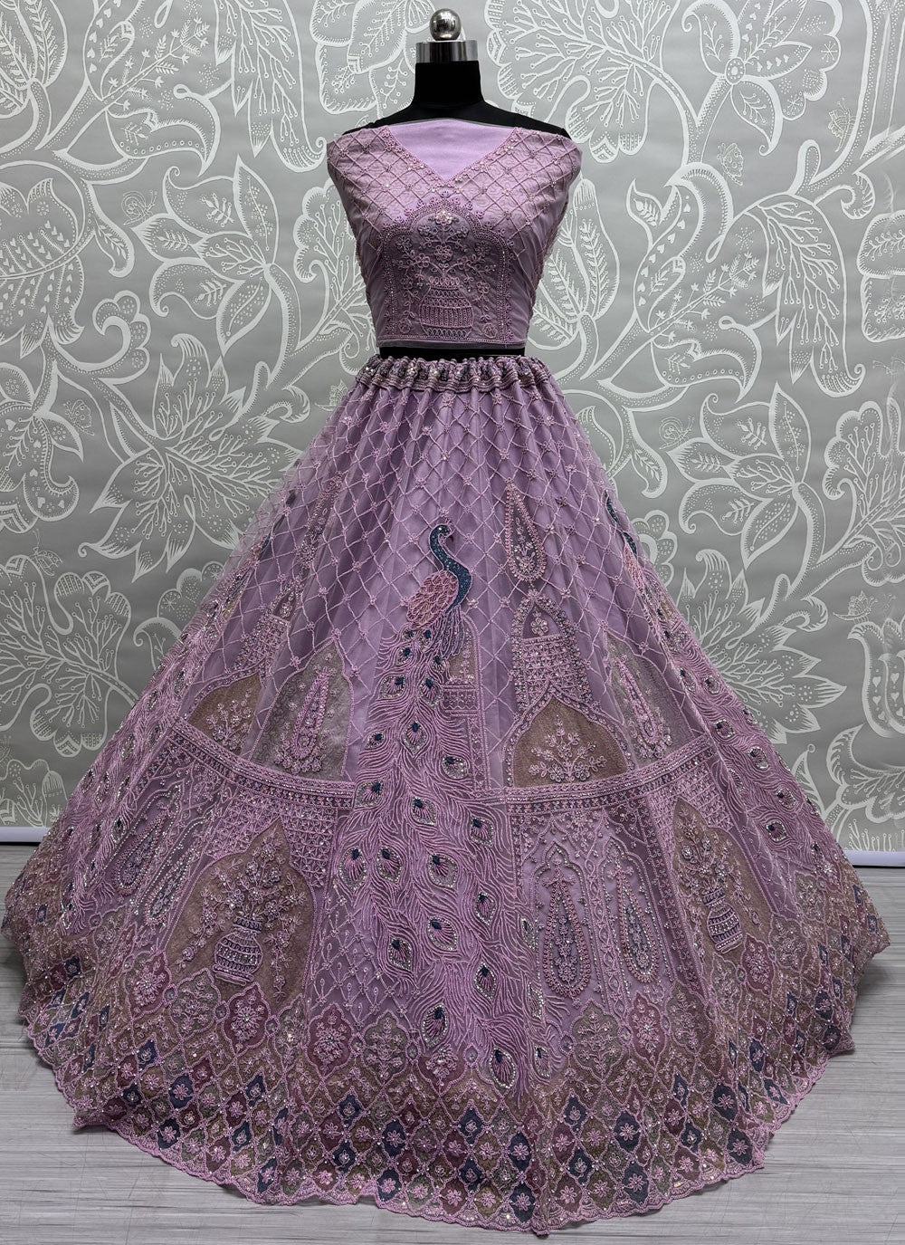 Dimond Net Lavender Lehenga - L3370