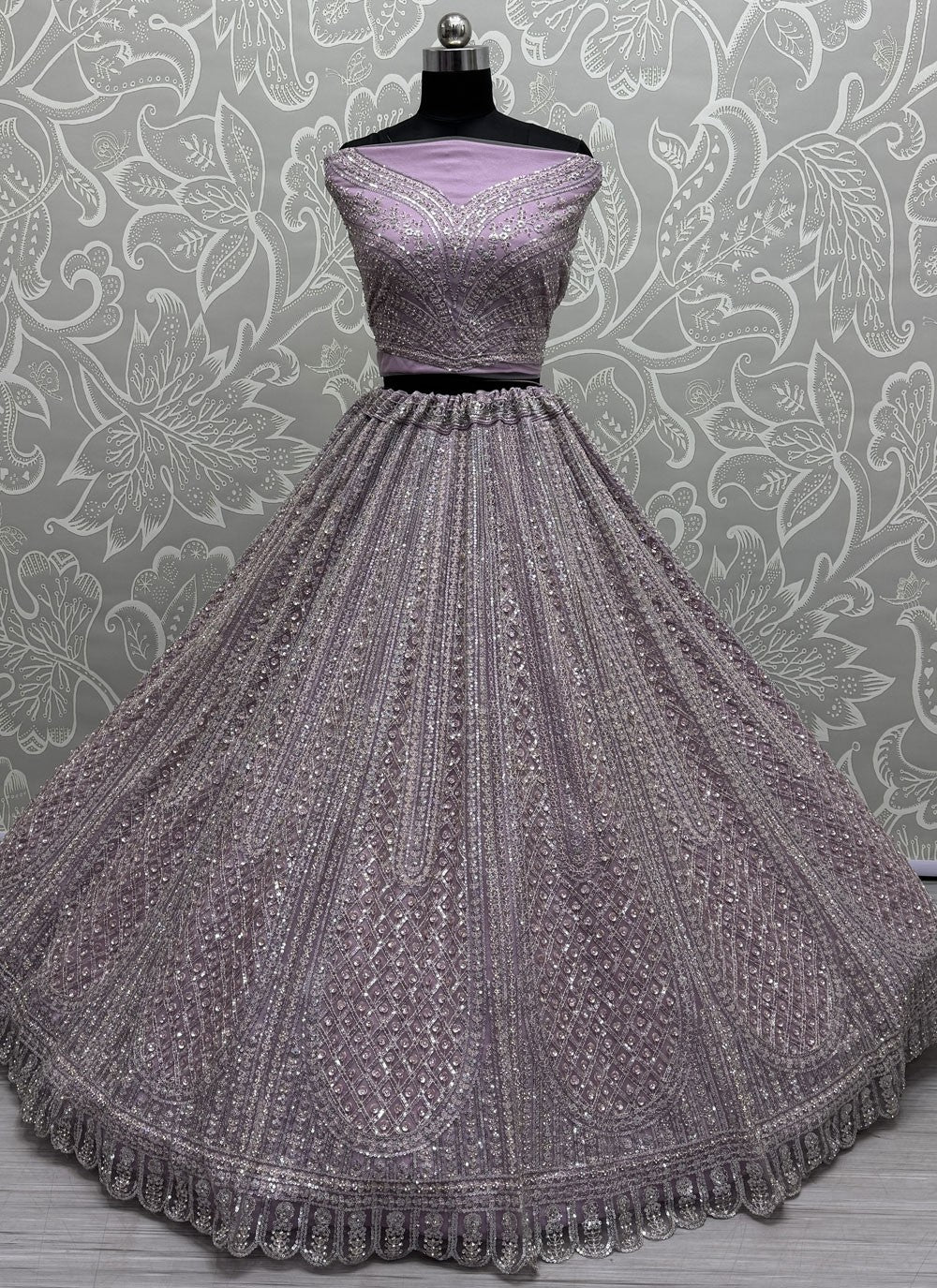 Dimond Net Lavender Lehenga - L3337