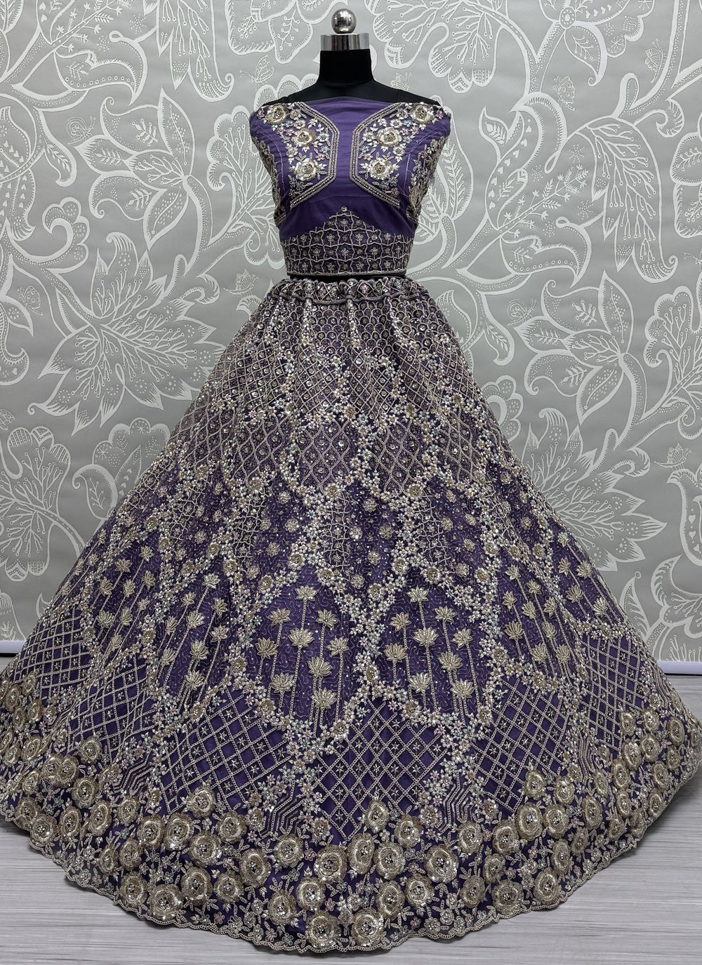 Net Engagement, Mehandi & Sangeet, Reception A - Line Lehenga L3607
