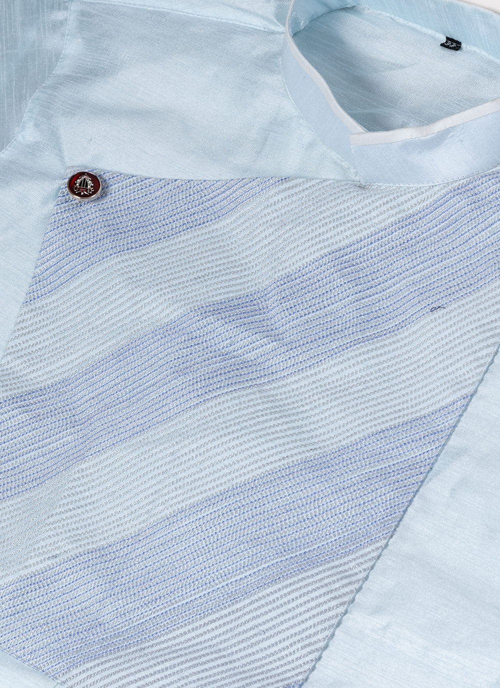 Fancy Work Dupion Silk Off White Indo Western - M6965