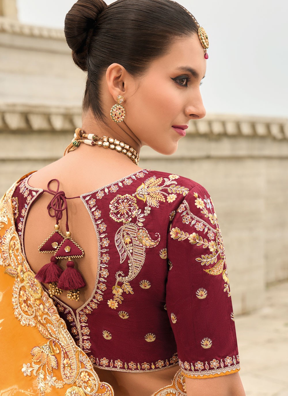 Classic Saree Buttis Orange Silk S13026