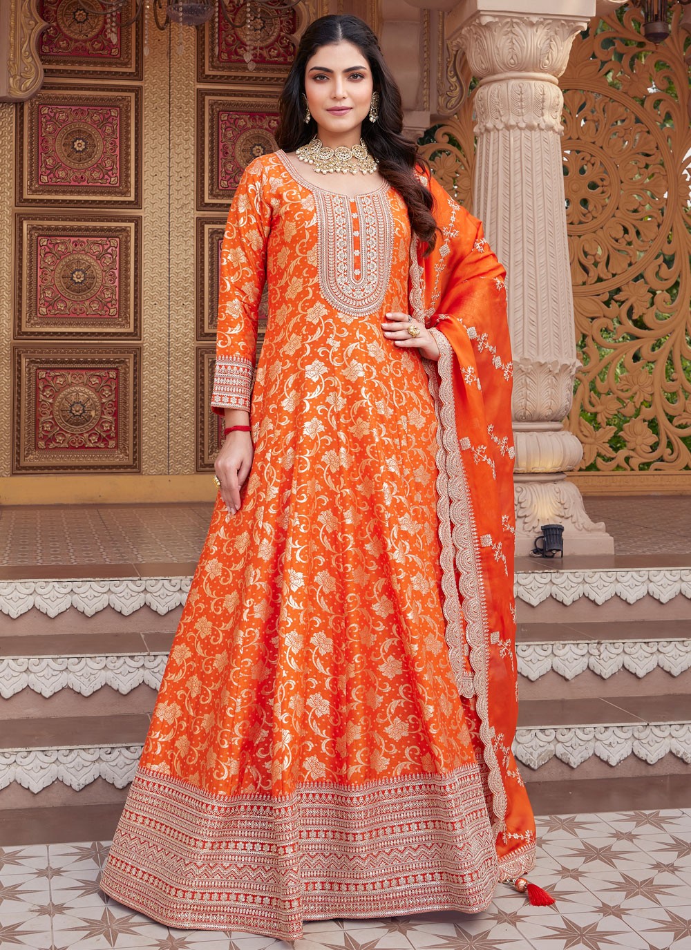 Embroidered Silk Gown - G1942