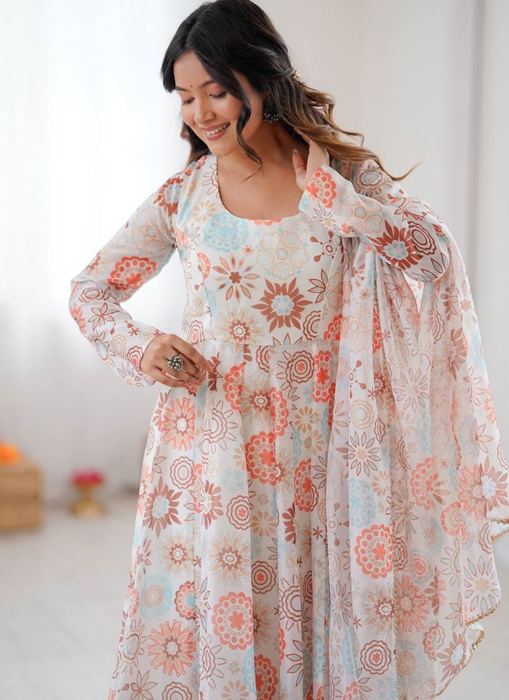 Anarkali Printed Multi Colour T8627