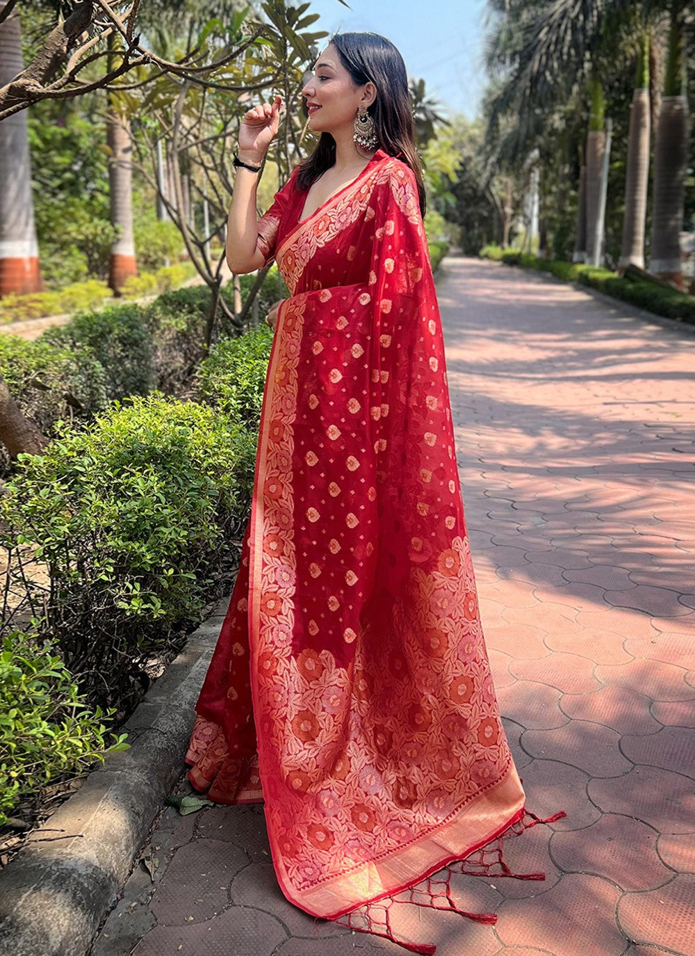 Contemporary Woven Organza Saree - S8057