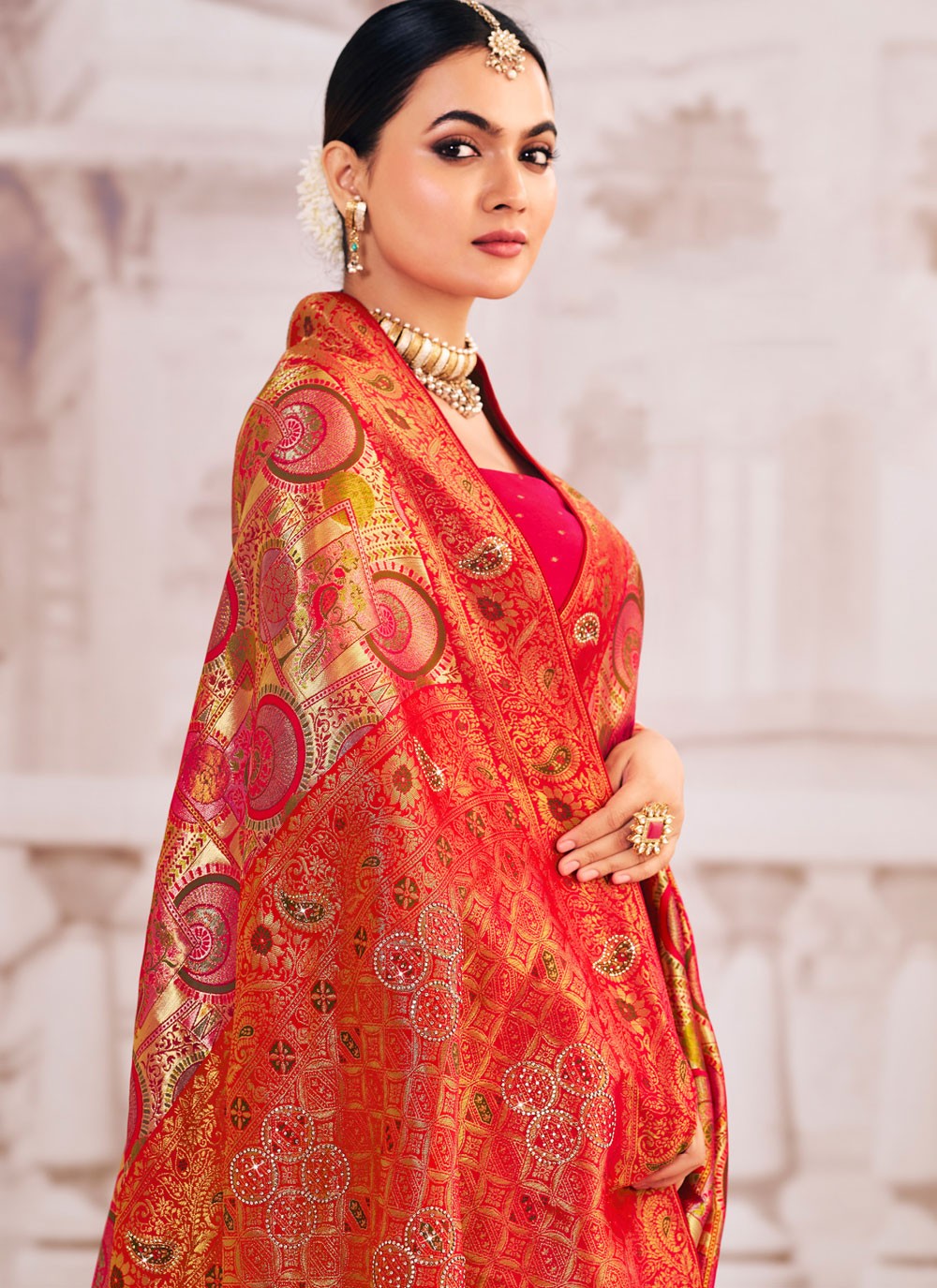 Multi Colour Silk Classic Saree Embroidered, Patch Border S19983