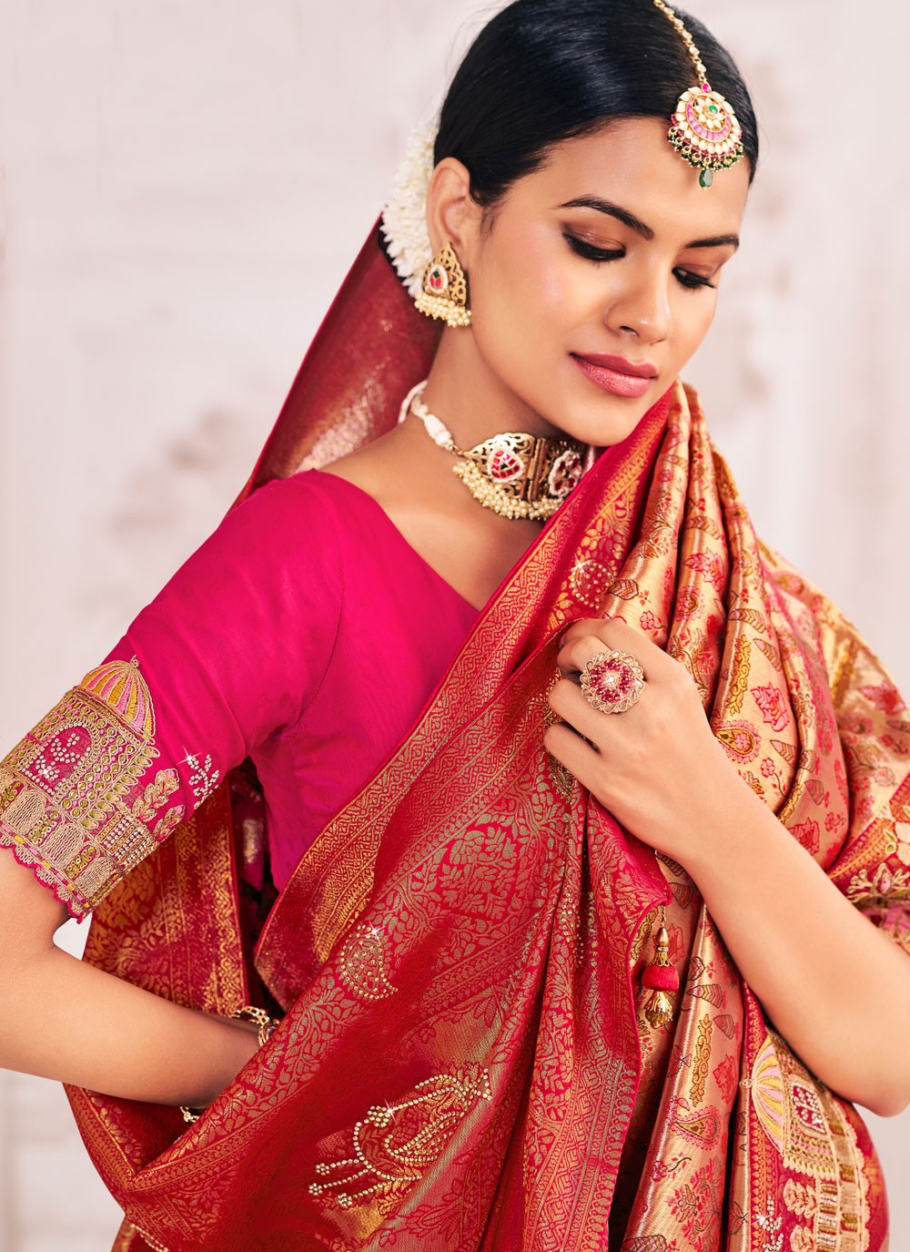 Multi Colour Silk Traditional Saree Embroidered, Patch Border S19986