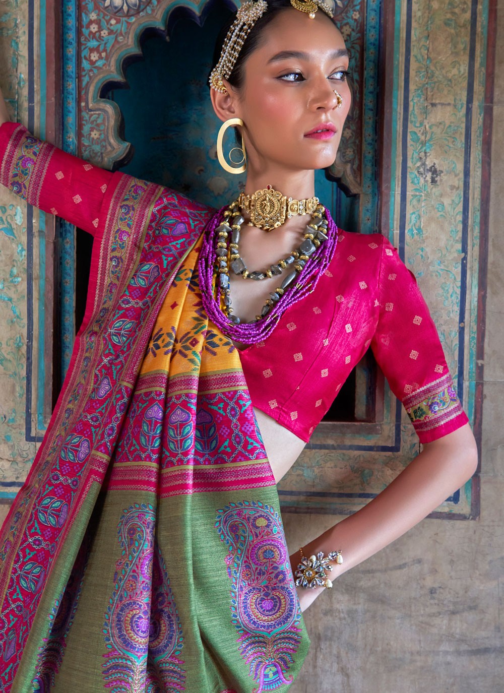 Multi Colour Silk Classic Saree Patola Print S20315