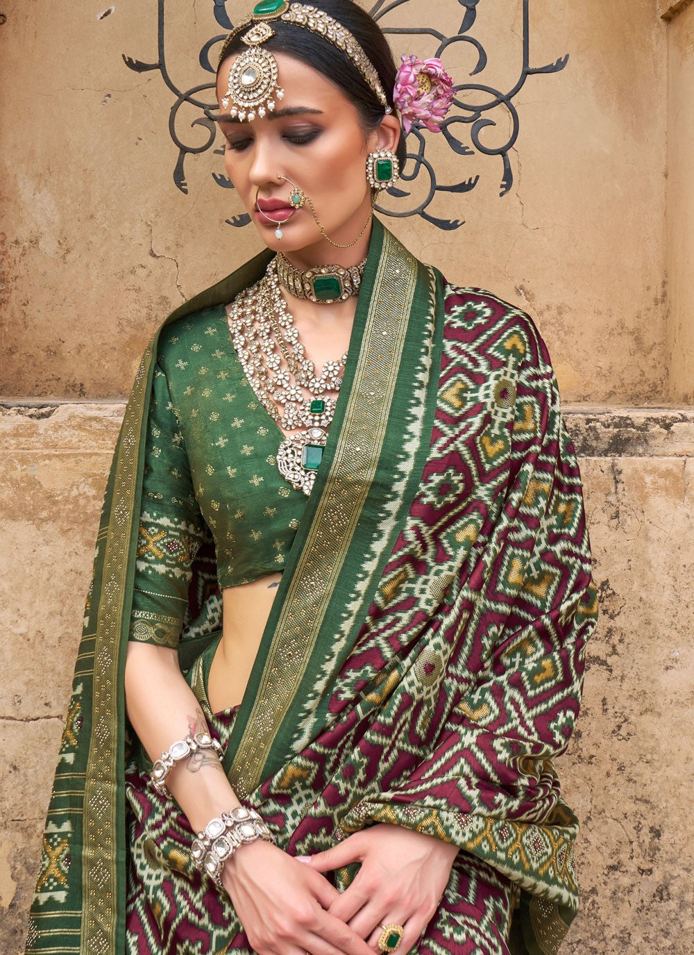 Multi Colour Patola Silk Classic Saree Patola Print S20279