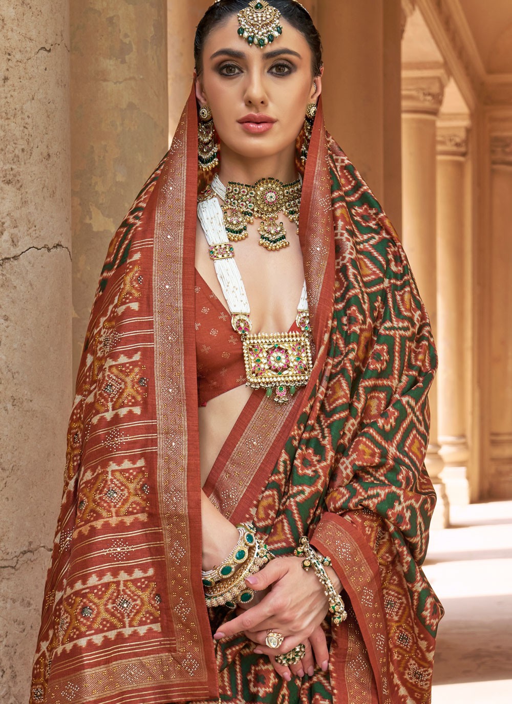 Multi Colour Patola Silk Contemporary Saree Patola Print S20276