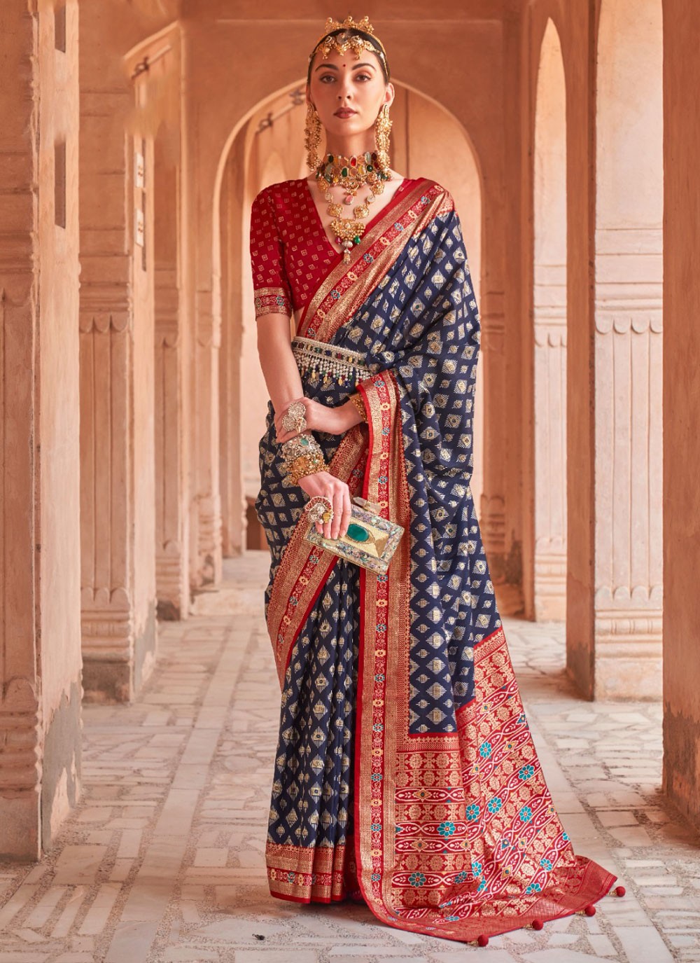 Traditional Patola Print Silk Saree - S3036