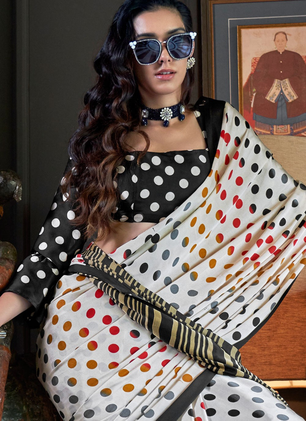 Contemporary Patola Print White Pure Crepe S12866
