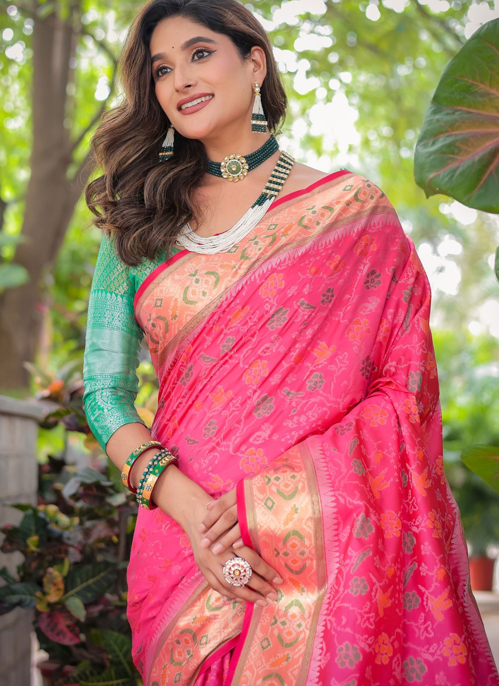 Designer Woven Pink Patola Silk Saree S12499