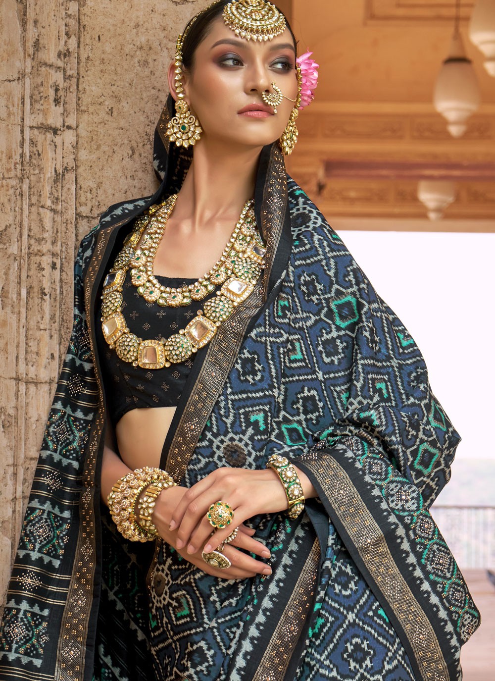 Multi Colour Patola Silk Contemporary Saree Patola Print S20280