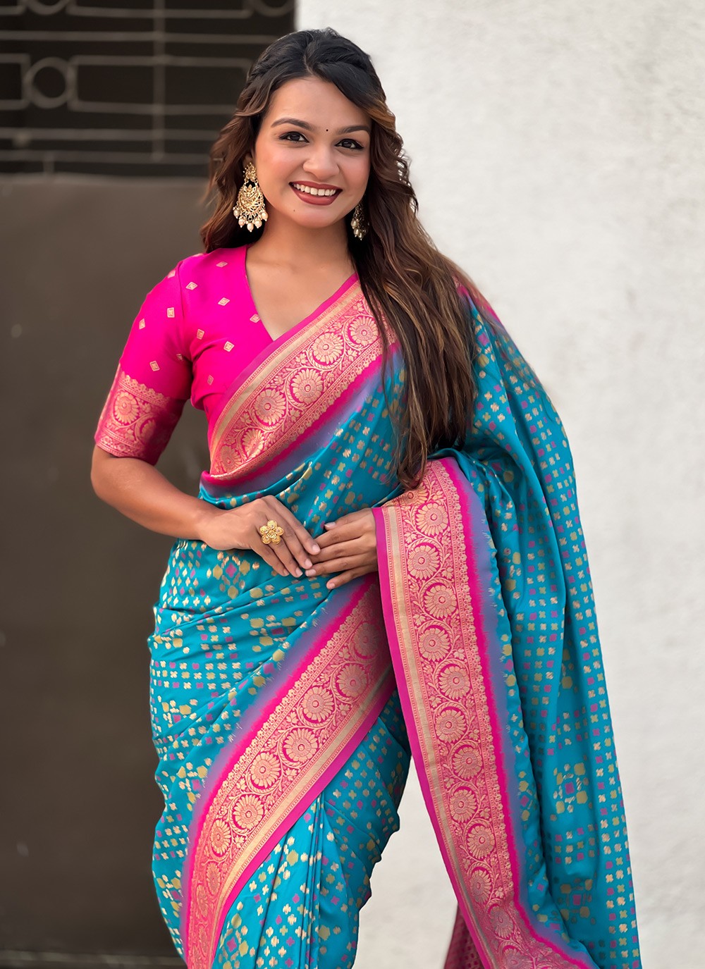 Zari Patola Silk Teal Saree S14750