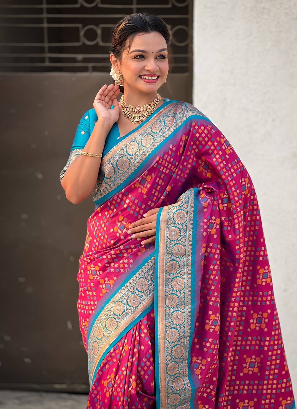 Zari Patola Silk Maroon Saree S14752