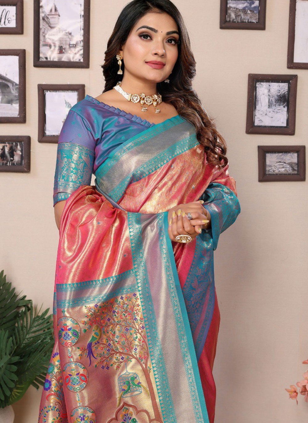 Trendy Saree Jacquard Work Peach Silk Saree S12903