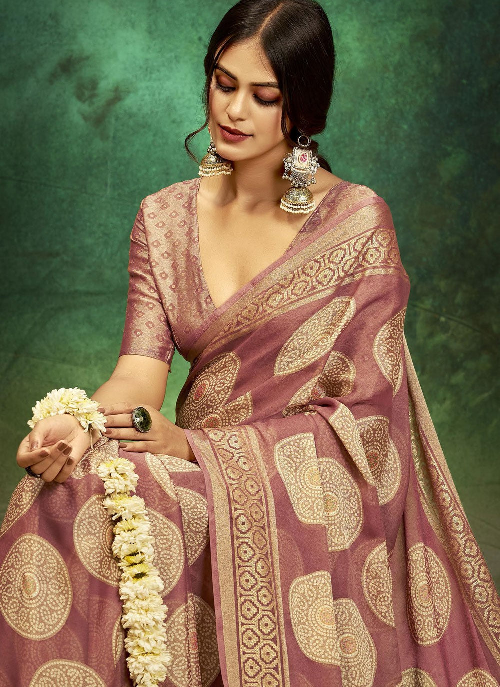 Pink Silk Traditional Saree Jacquard Work, Printed S17389