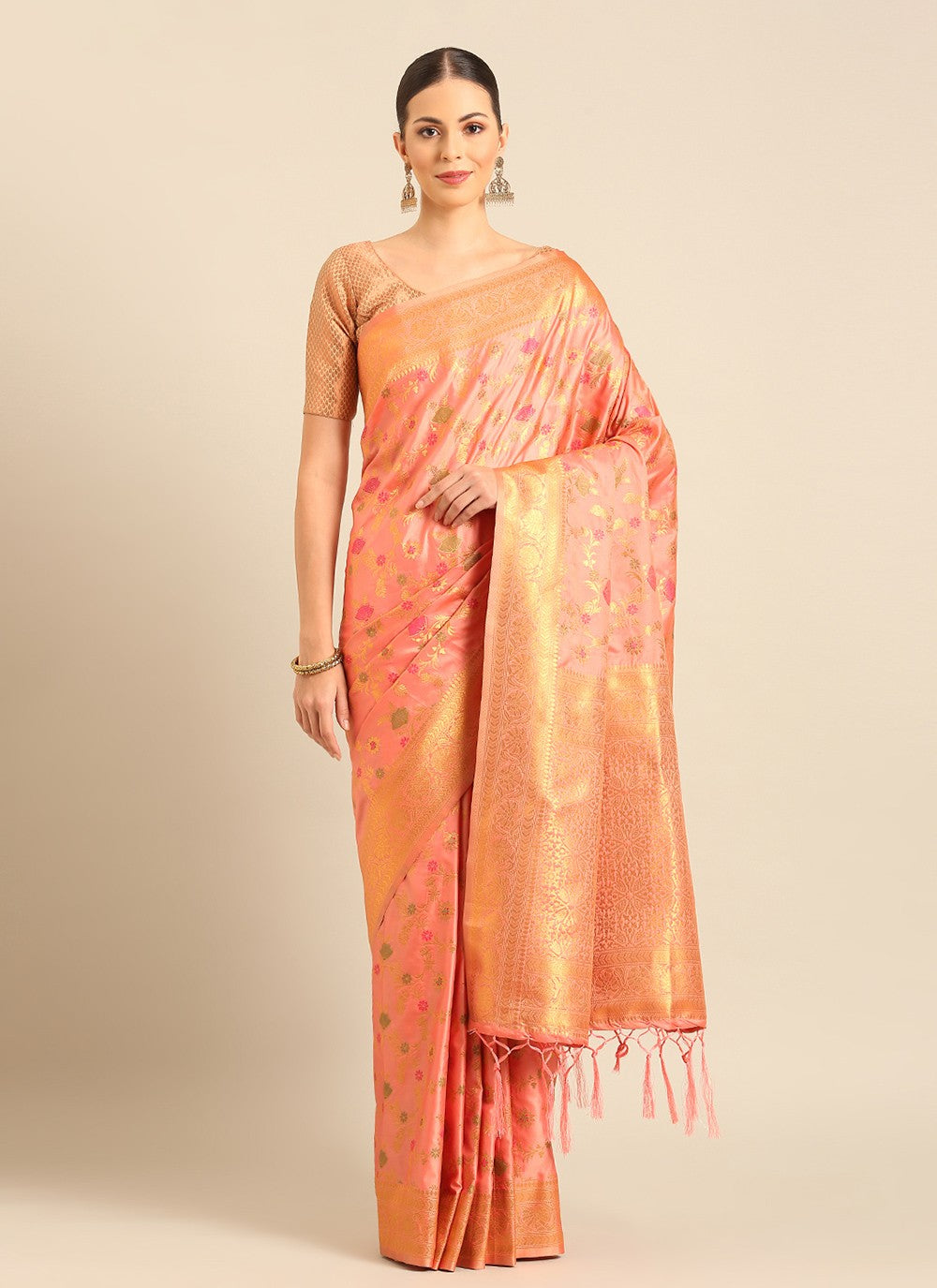 Traditional Weaving Zari Banarasi Silk Saree - S8049