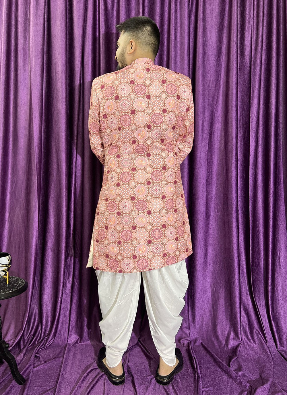 Embroidered Cotton Pink Indo Western - M5682