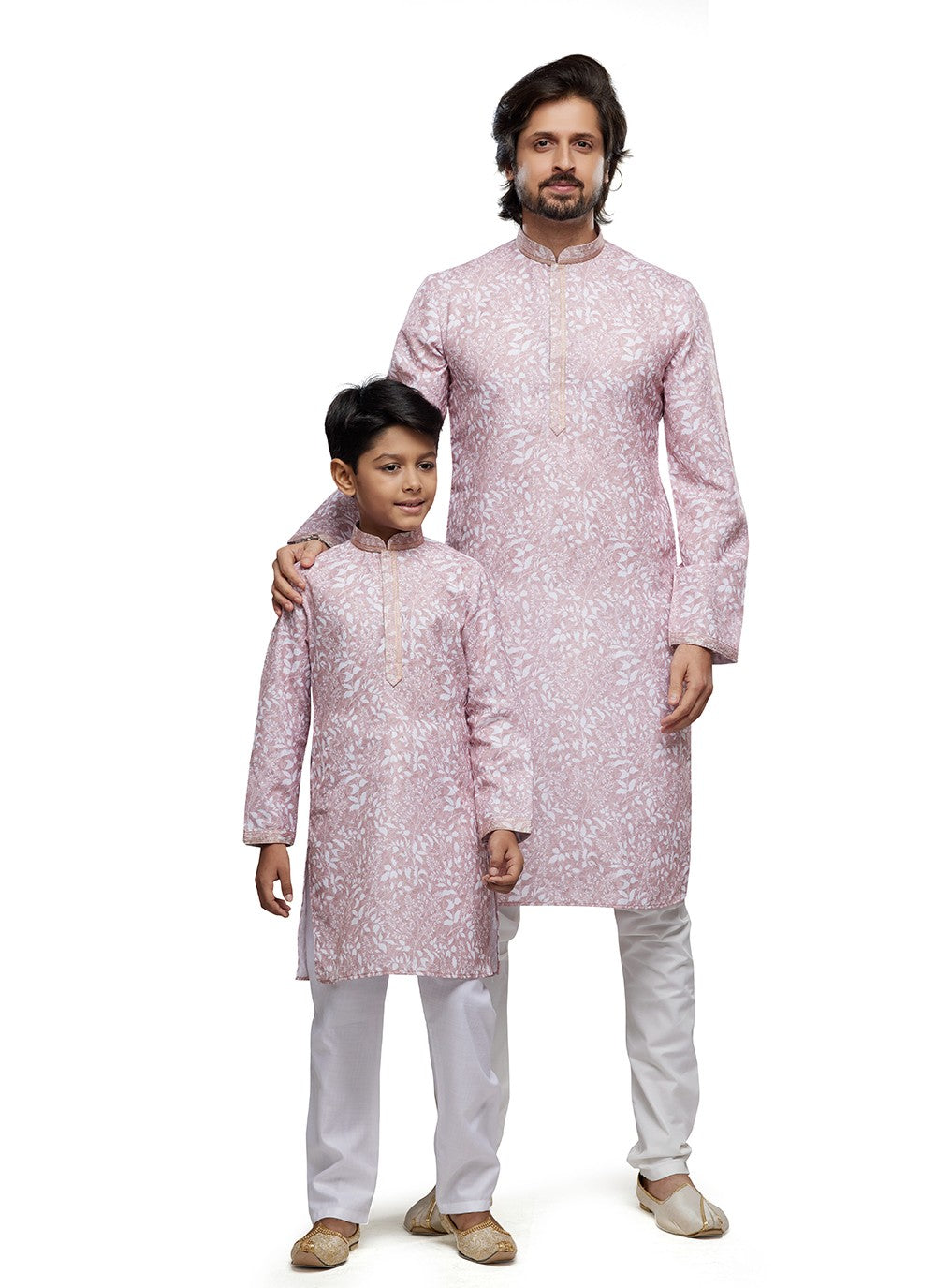 Digital Print Cotton Pink Men's & Kids Combo - M6807
